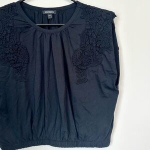 NWT Express Black Lace Accent Women's Blouse - Size: Large